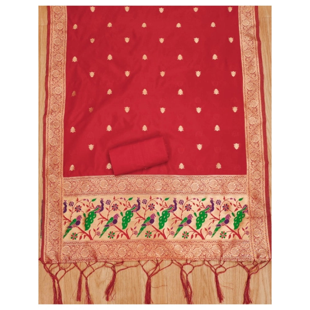 Women'S Banarasi Silk Printed Unstitched Salwar Suit Material