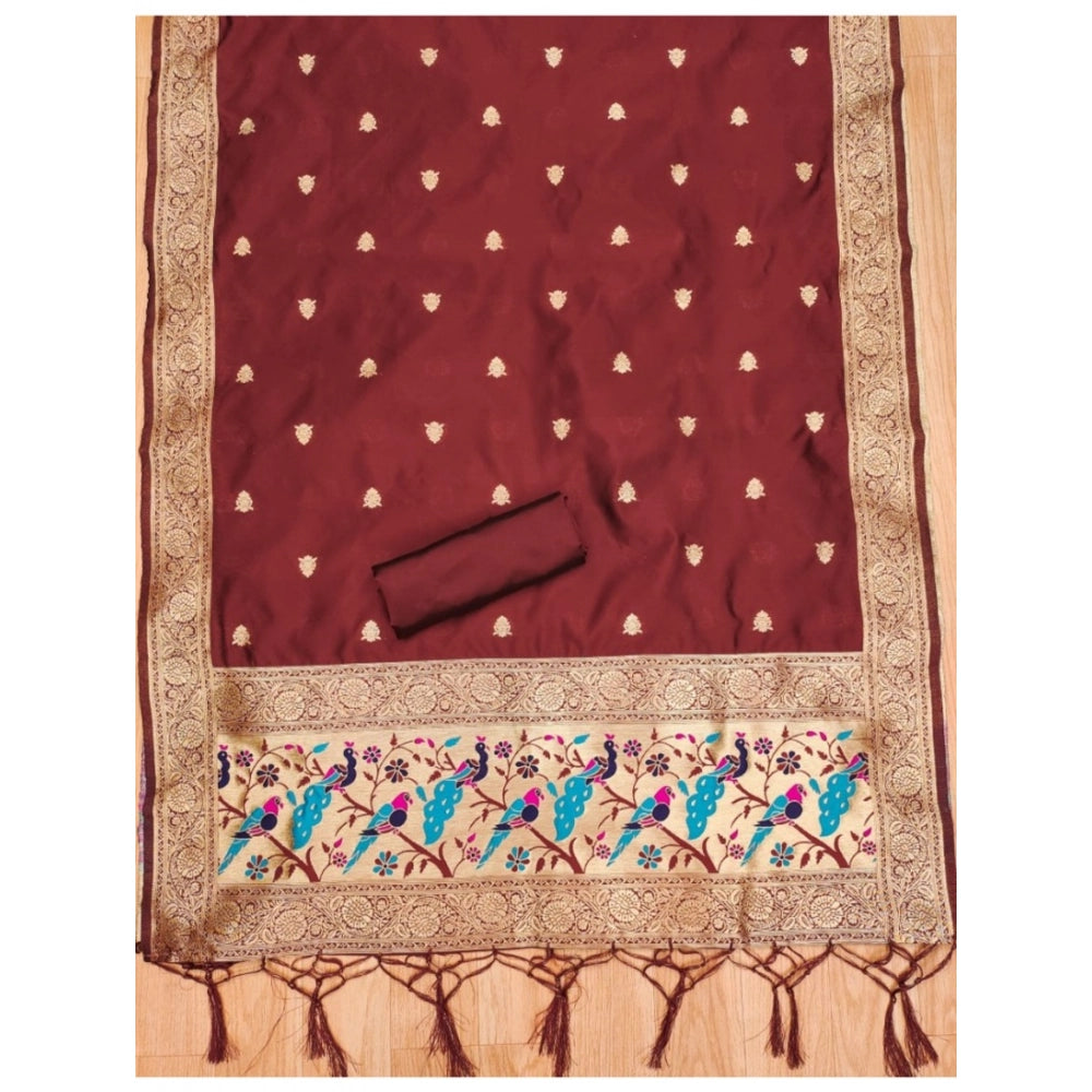 Women'S Banarasi Silk Printed Unstitched Salwar Suit Material