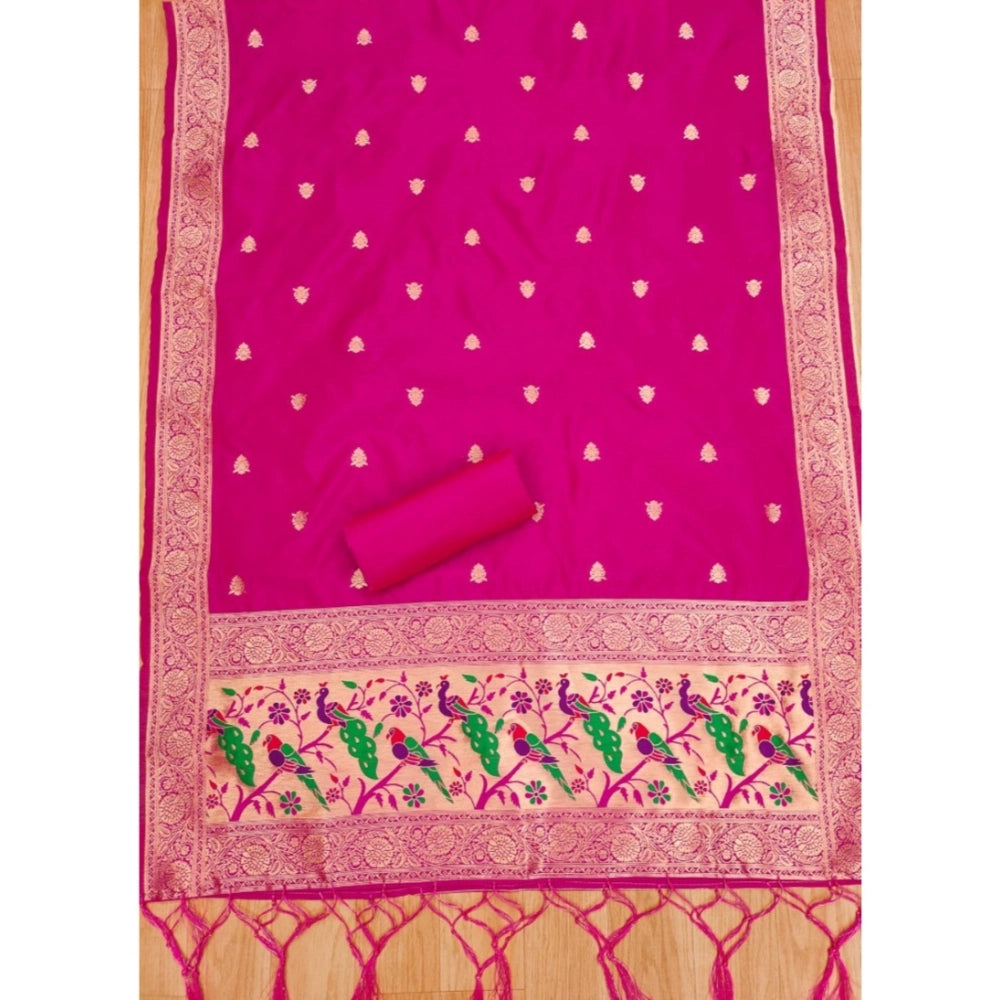 Women'S Banarasi Silk Printed Unstitched Salwar Suit Material