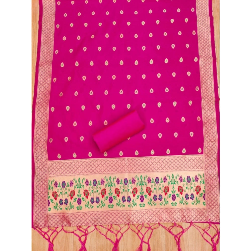 Women'S Banarasi Silk Printed Unstitched Salwar Suit Material