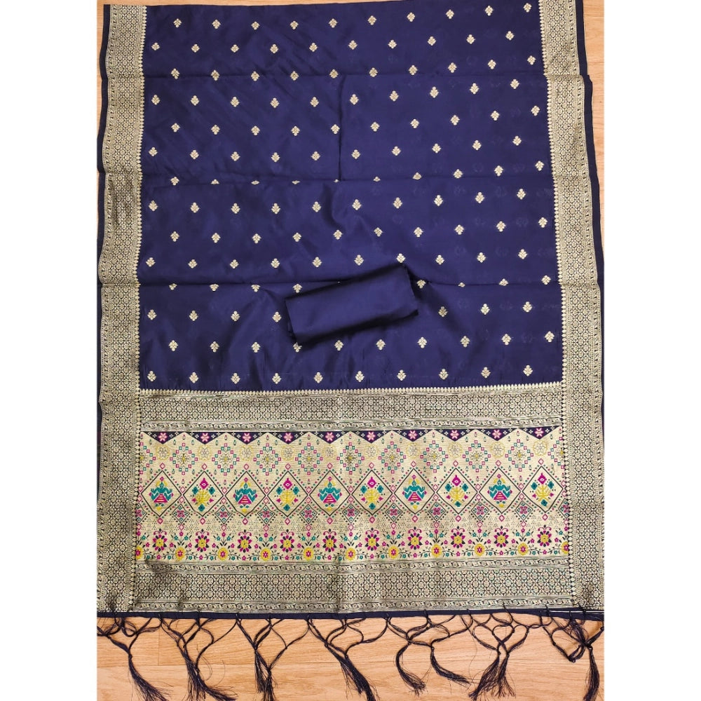 Women'S Banarasi Silk Printed Unstitched Salwar Suit Material