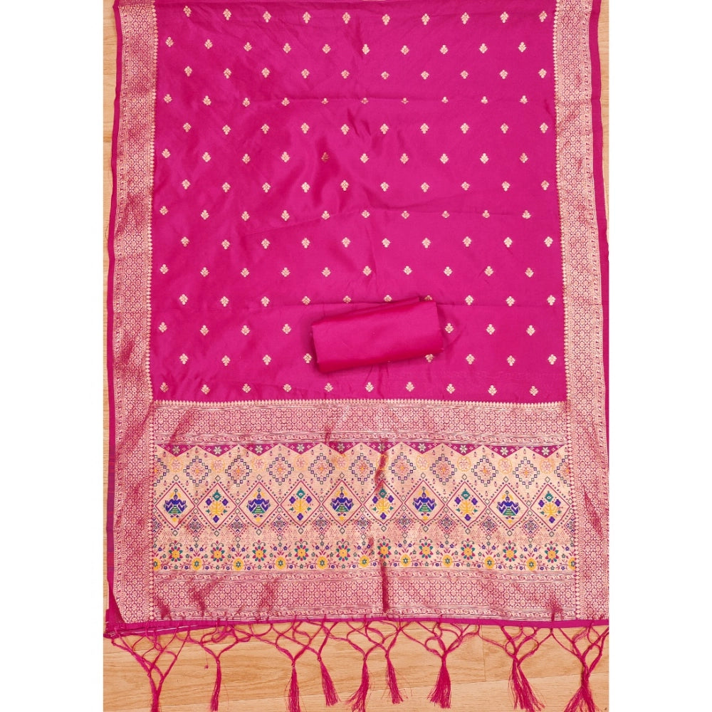 Women'S Banarasi Silk Printed Unstitched Salwar Suit Material