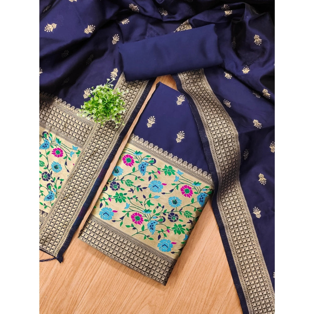 Women'S Banarasi Silk Printed Unstitched Salwar Suit Material