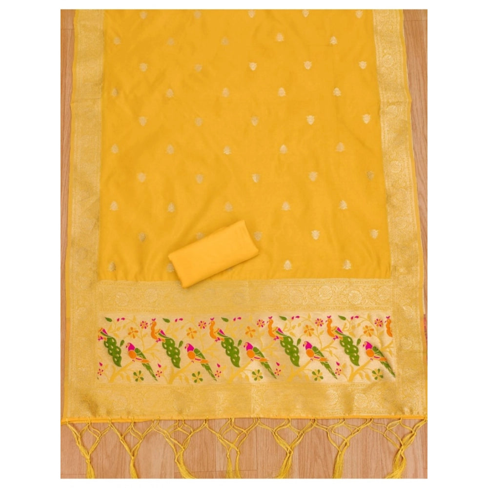 Women'S Banarasi Silk Printed Unstitched Salwar Suit Material