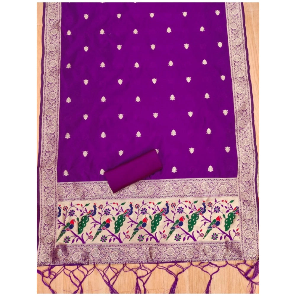 Women'S Banarasi Silk Printed Unstitched Salwar Suit Material