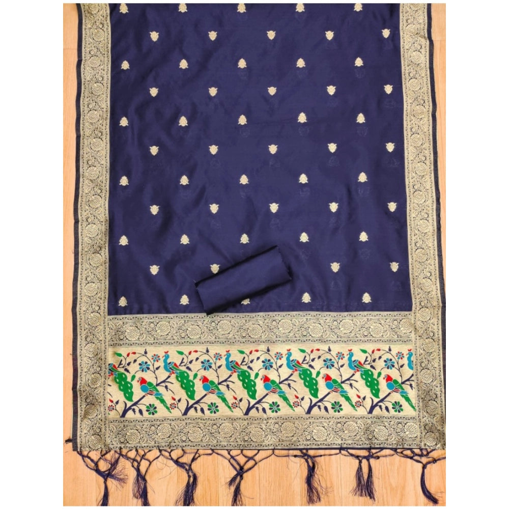 Women'S Banarasi Silk Printed Unstitched Salwar Suit Material