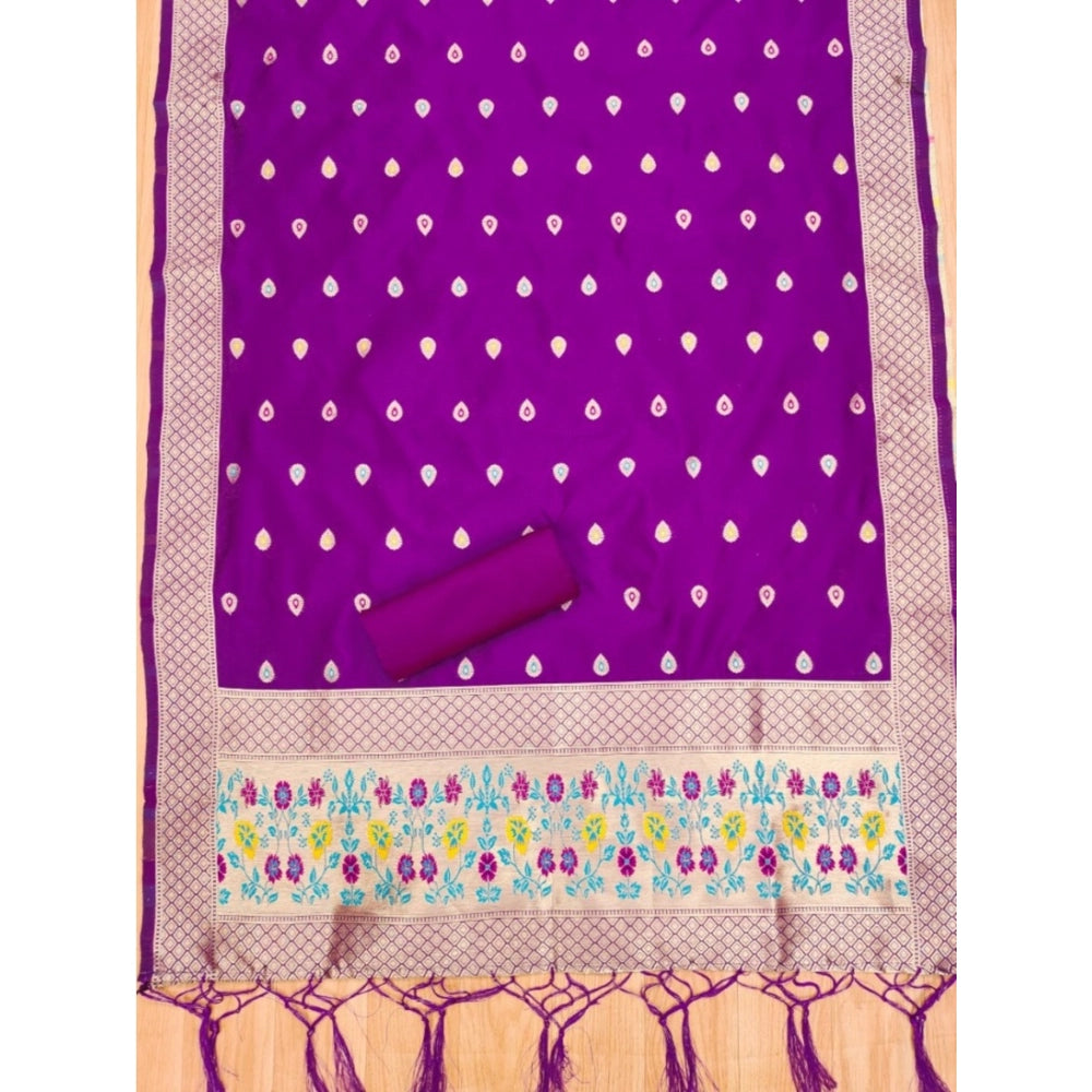 Women'S Banarasi Silk Printed Unstitched Salwar Suit Material