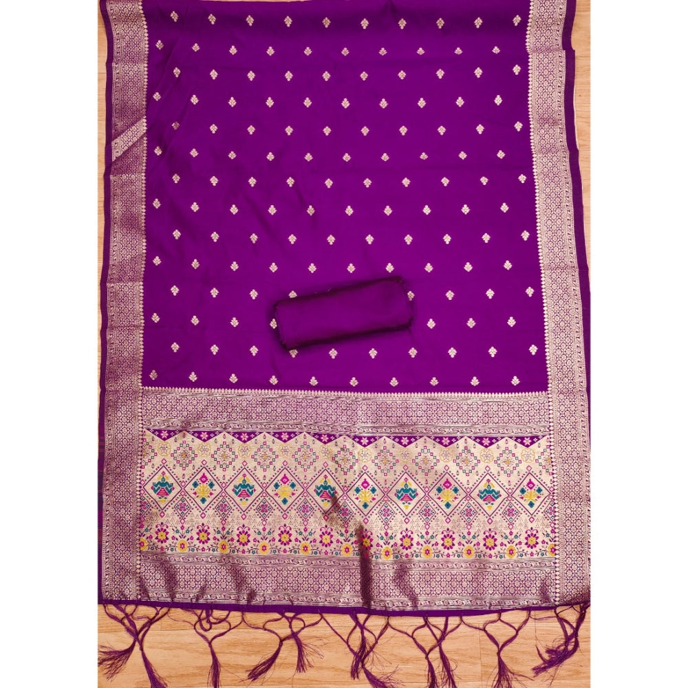 Women'S Banarasi Silk Printed Unstitched Salwar Suit Material