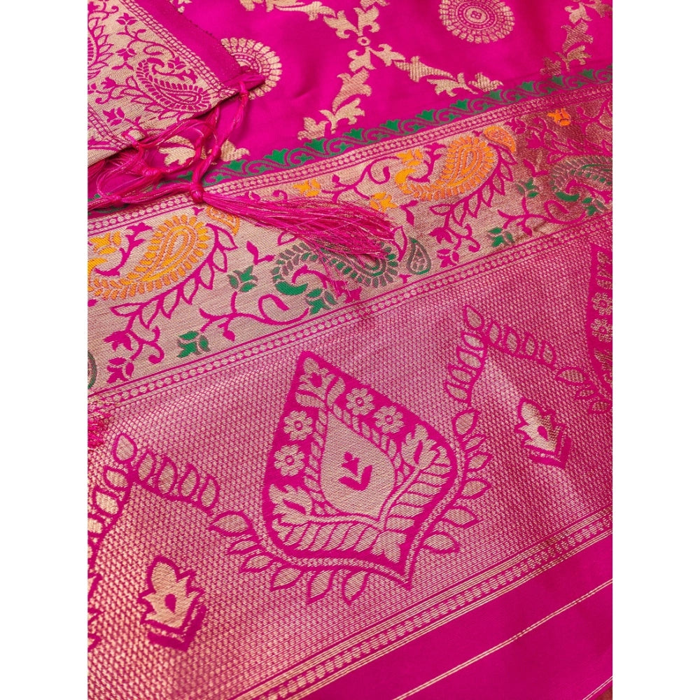 Women'S Banarasi Silk Printed Unstitched Salwar Suit Material
