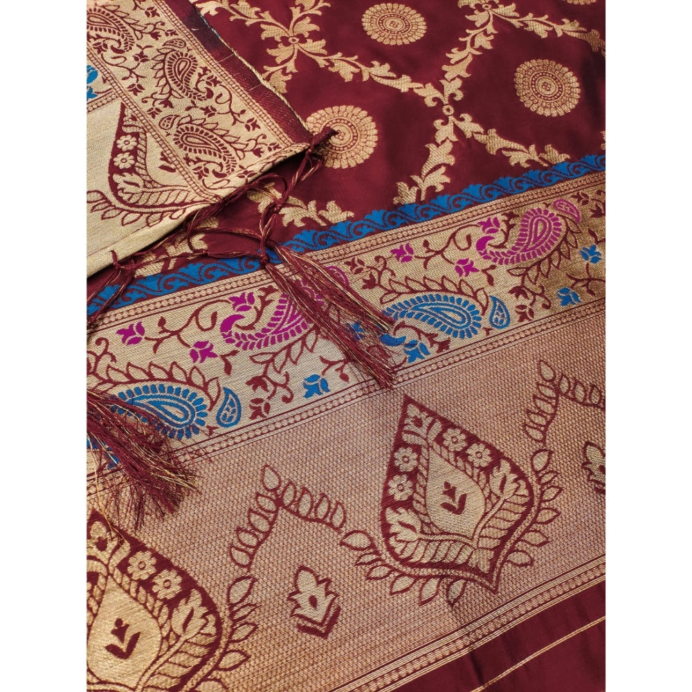 Women'S Banarasi Silk Printed Unstitched Salwar Suit Material