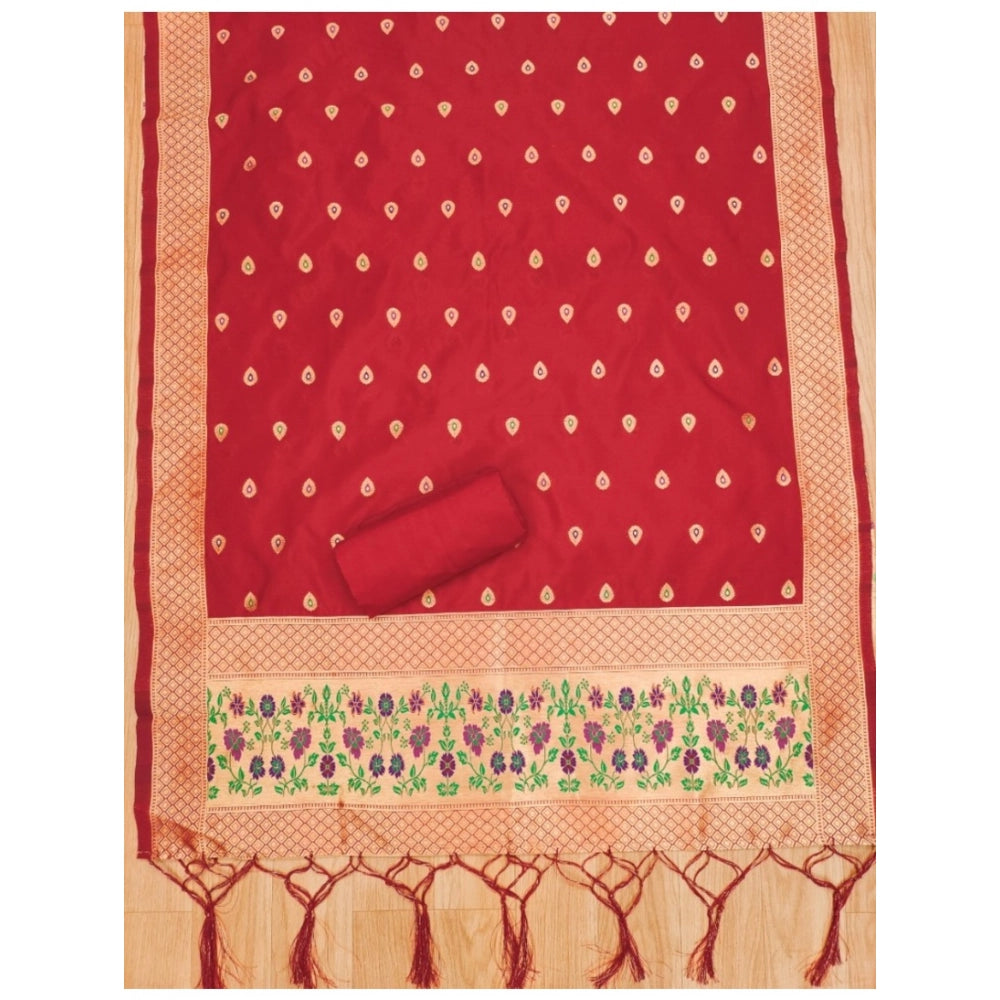 Women'S Banarasi Silk Printed Unstitched Salwar Suit Material