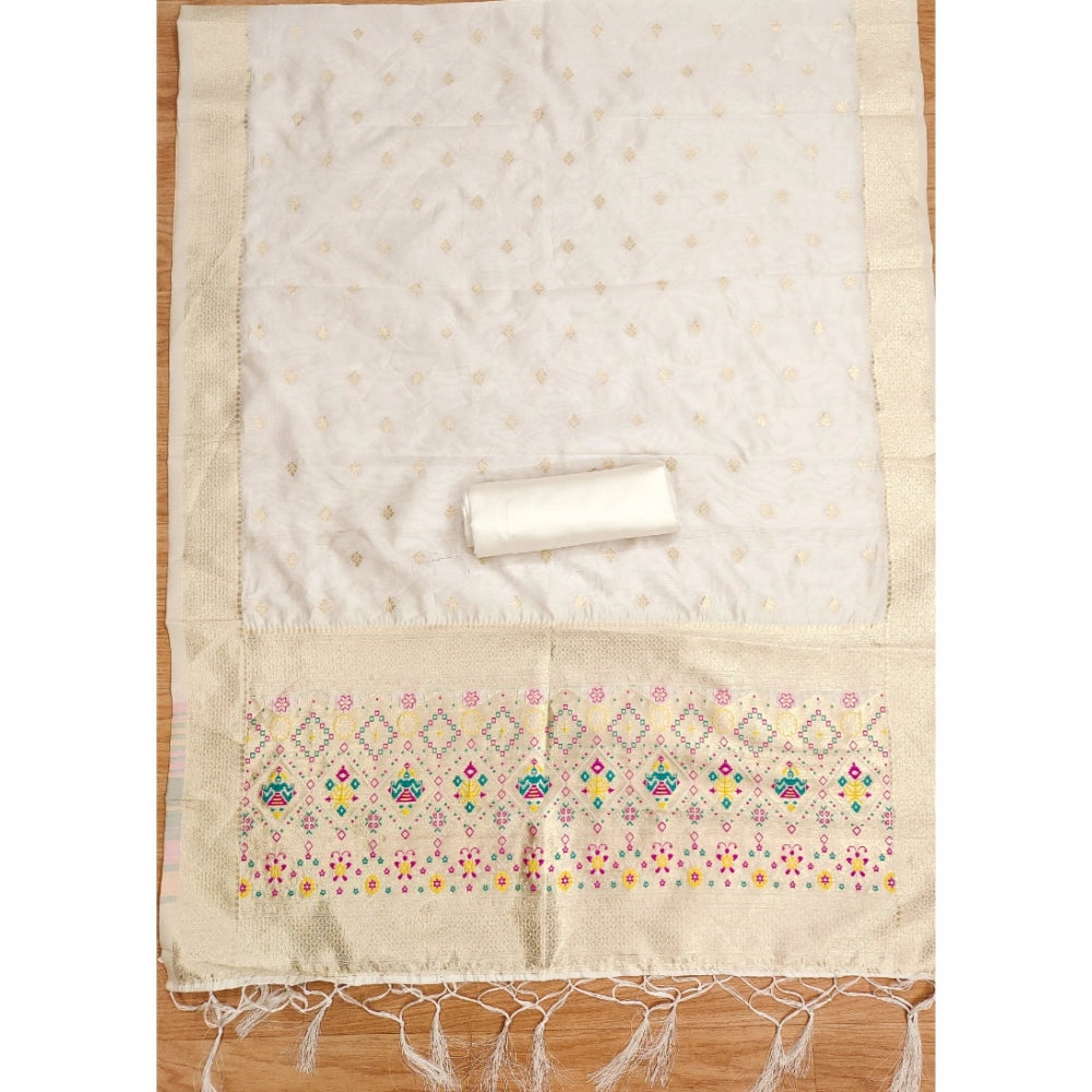 Women'S Banarasi Silk Printed Unstitched Salwar Suit Material