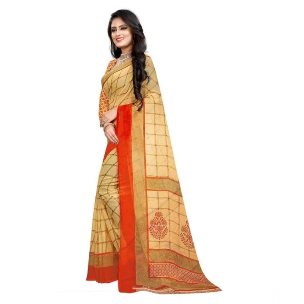 Women'S Georgette Printed Saree With Unstitched Blouse 5.5Mtr