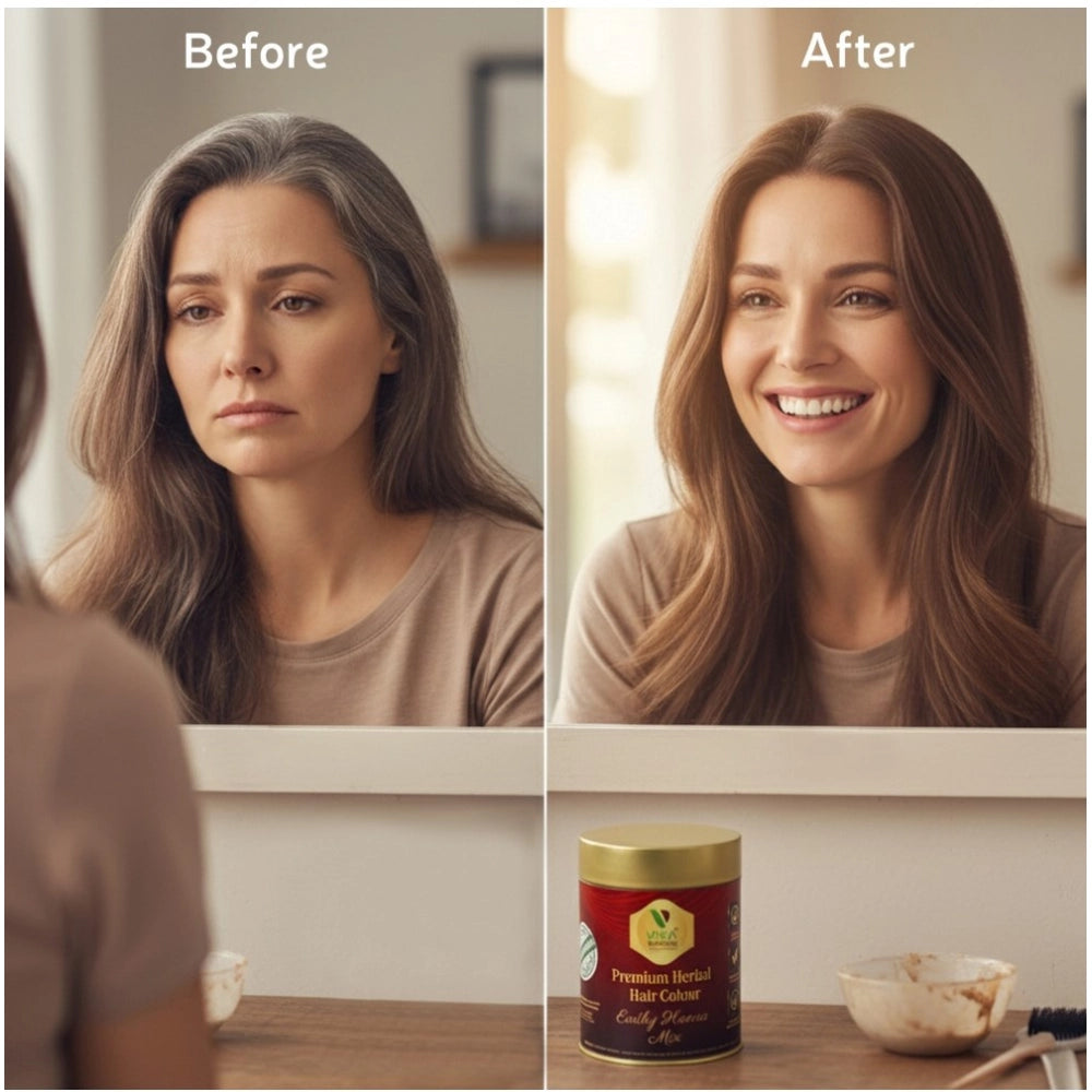 Women's Vixa Naturals Dark Brown Mix Hair Color | Henna Powder for Hair | Natural Black Herbal Hair Dye | Organic Mehndi with Indigo, Tulsi, Baheda & Thankuni | 25g x 8