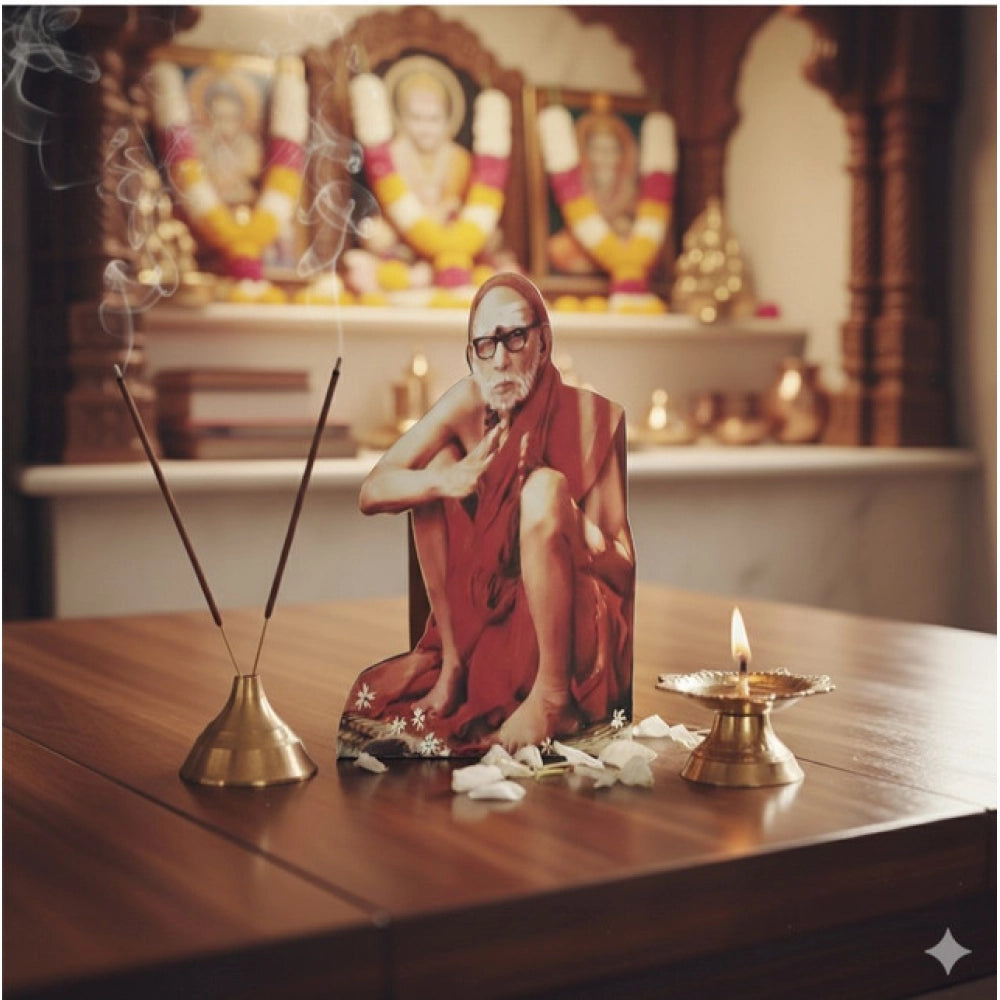 Wooden Kanchi Sri Sankaracharya Maha Periyava Table Top Devoti
