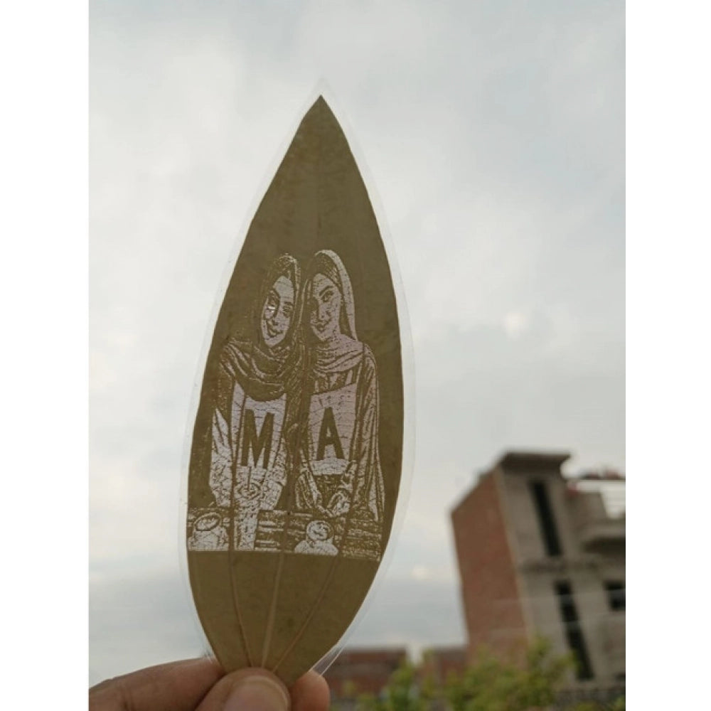 Custom Friendship Portrait Engraved On Natural Leaf
