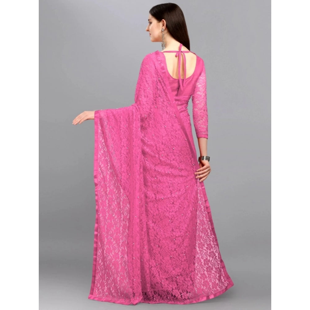 Women'S Net Self Design Saree With Unstitched Blouse 5.5Mtr (D