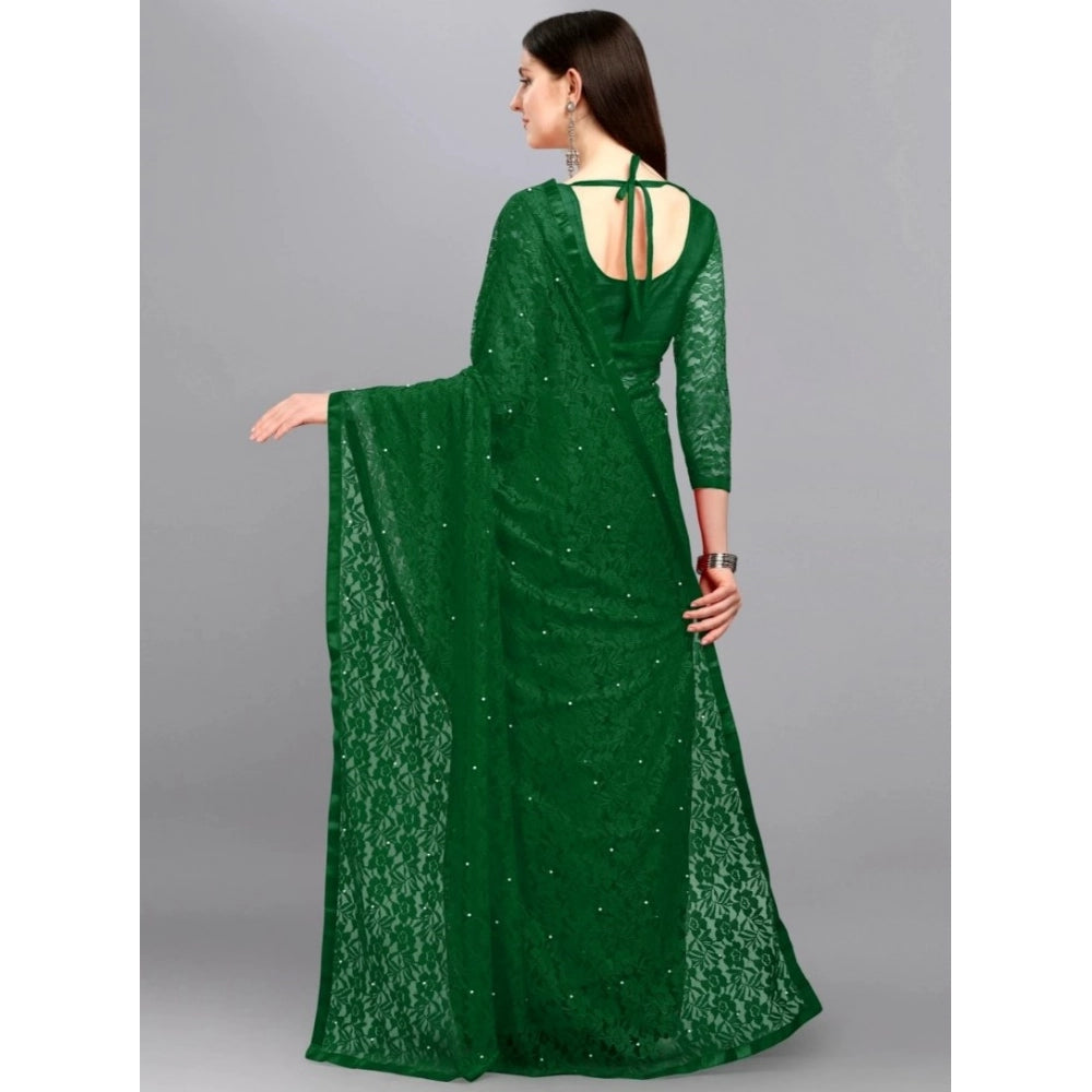 Women'S Net Self Design Saree With Unstitched Blouse 5.5Mtr (G