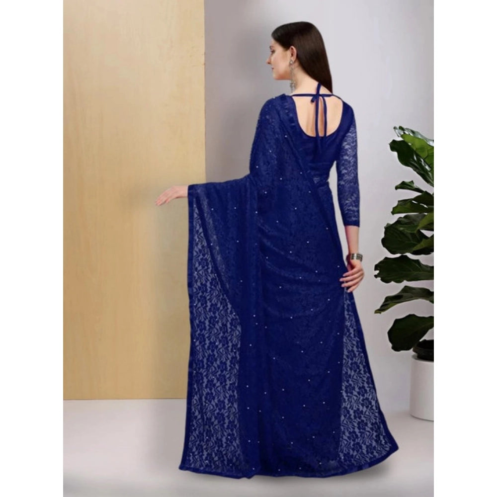 Women'S Net Self Design Saree With Unstitched Blouse 5.5Mtr (N