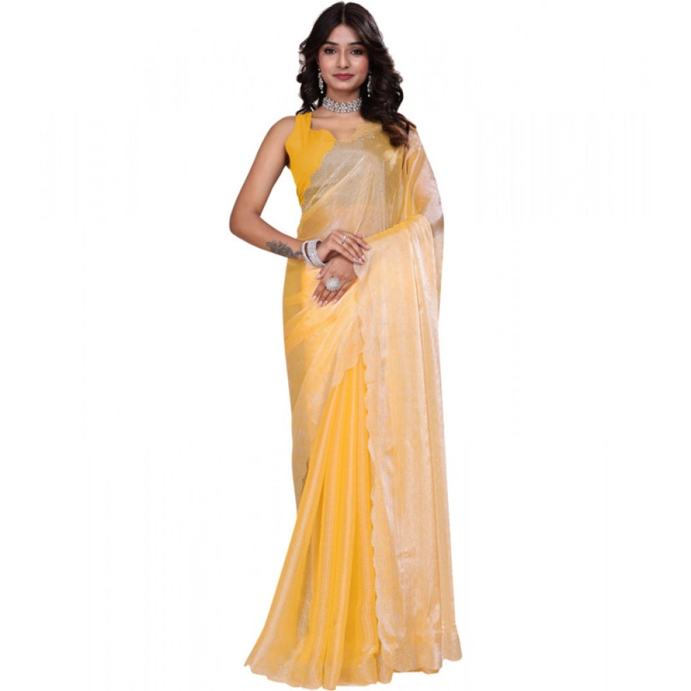 Women'S Tissue Pure Silk Embellished Bollywood Saree With Unst