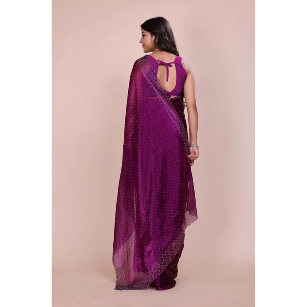 Women'S Jimmy Choo Embellished Bollywood Saree With Unstitched