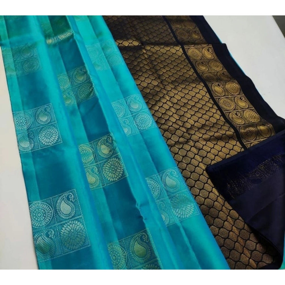 Women'S Litchi Silk Printed Saree With Unstitched Blouse (Ligh