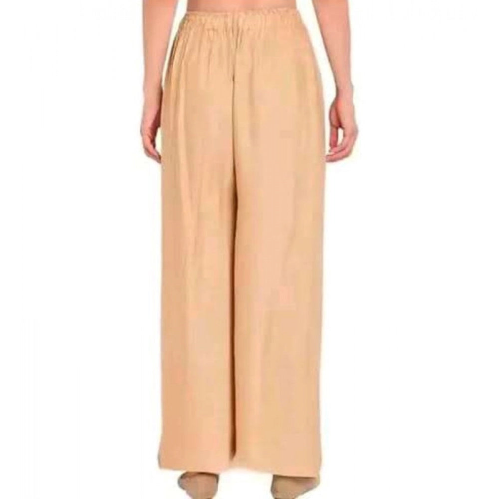 Women'S Casual Rayon Solid Ankle Length Palazzo (Golden , Free