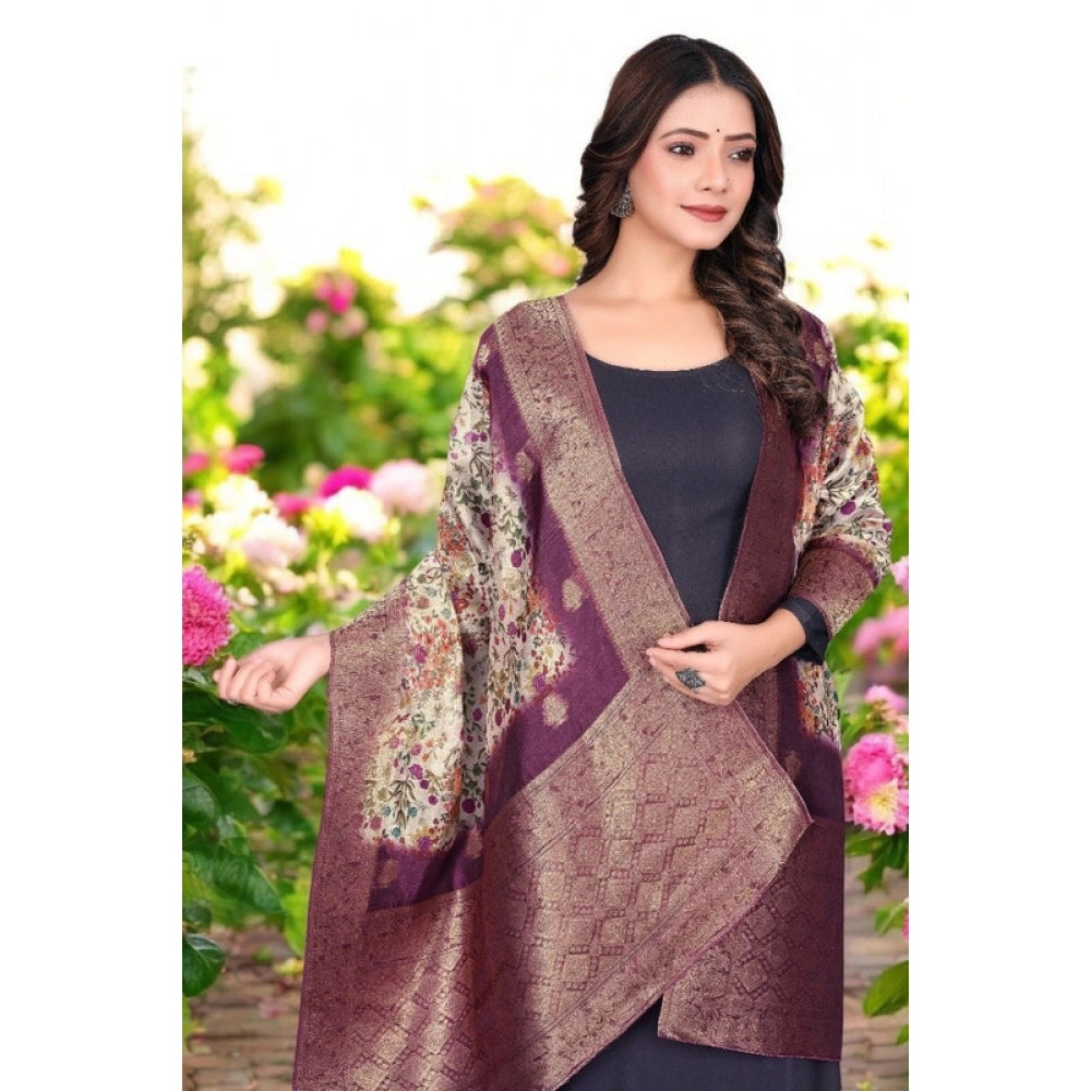 Women's chanderi silk Printed Dupatta (Magenta, Length: 2 Mtr) - VANSHELLE