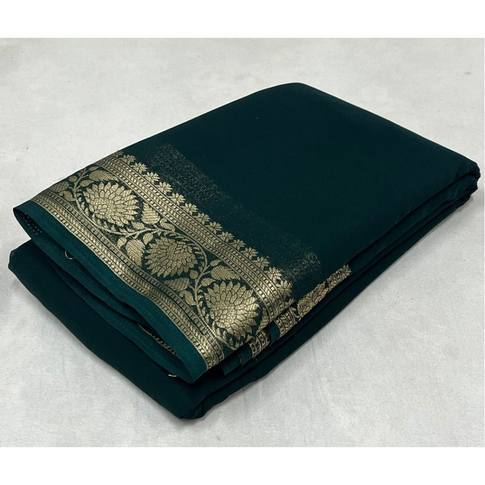 Women'S Crepe Chit Pallu Solid Saree With Unstitched Blouse 5.