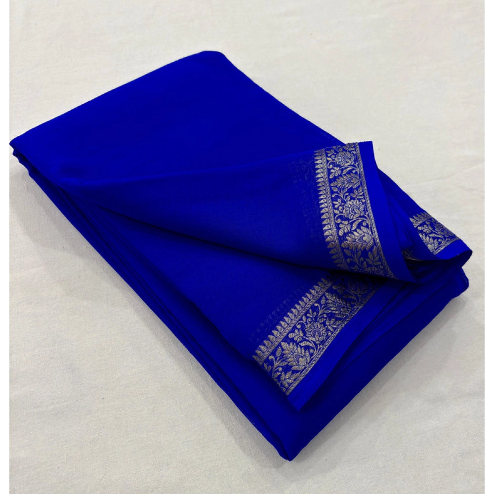 Women'S Crepe Chit Pallu Solid Saree With Unstitched Blouse 5.