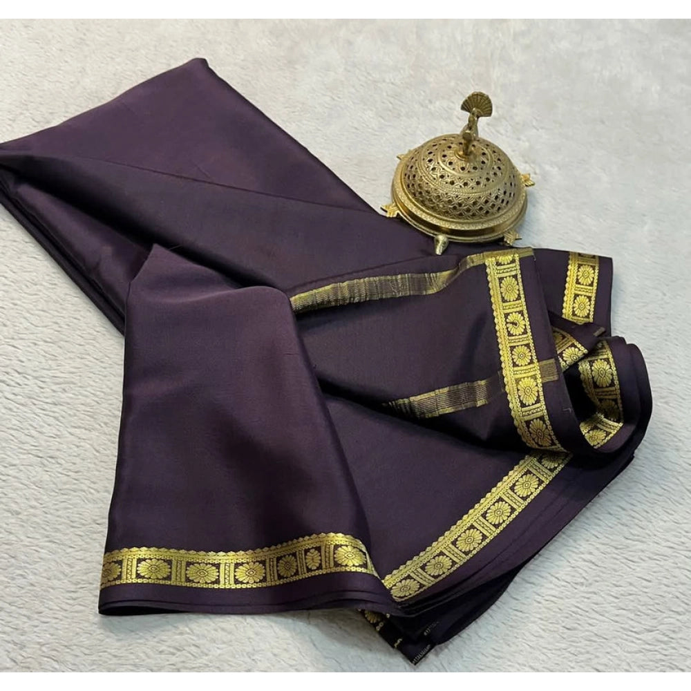 Women'S Crepe Chit Pallu Solid Saree With Unstitched Blouse 5.