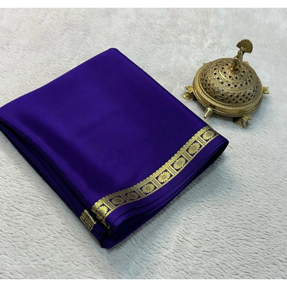 Women'S Crepe Chit Pallu Solid Saree With Unstitched Blouse 5.