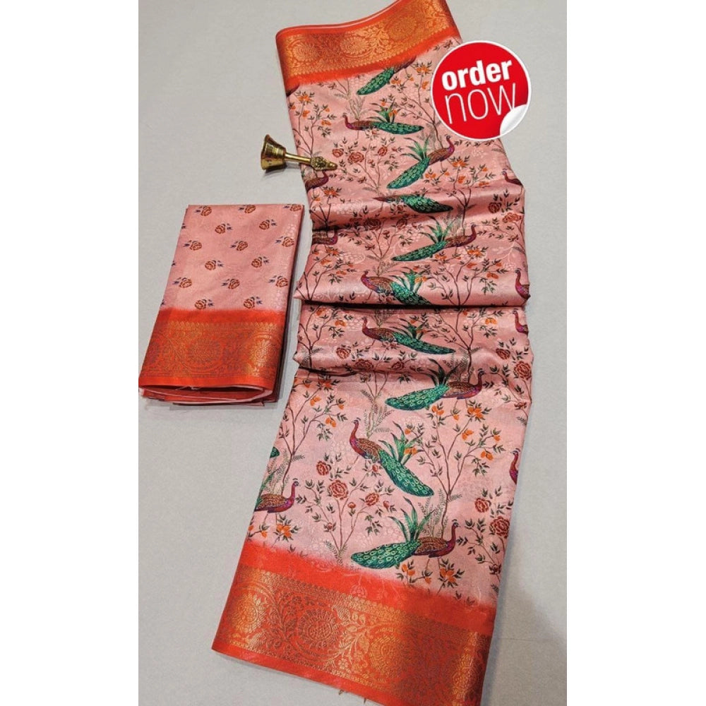 Women'S Digital Dolla Silk Printed Saree With Unstitched Blous
