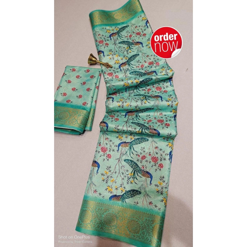 Women'S Digital Dolla Silk Printed Saree With Unstitched Blous