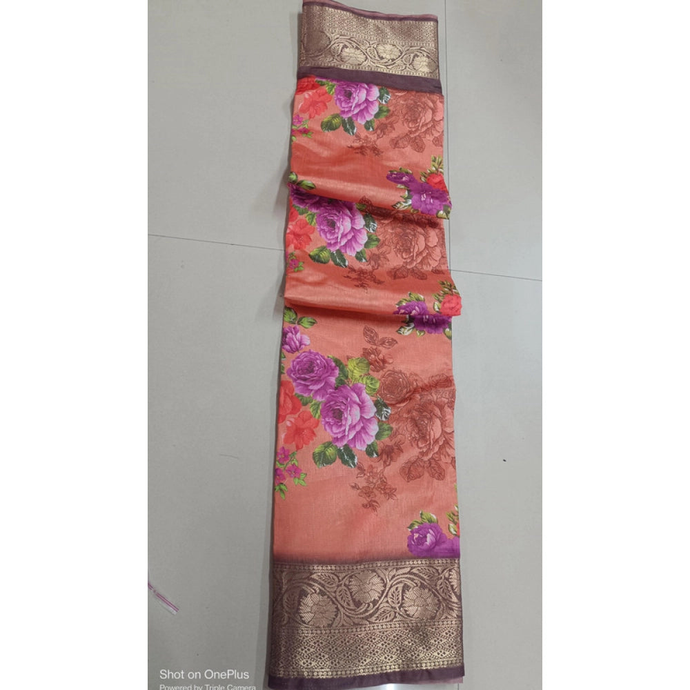 Women'S Digital Dolla Silk Printed Saree With Unstitched Blous