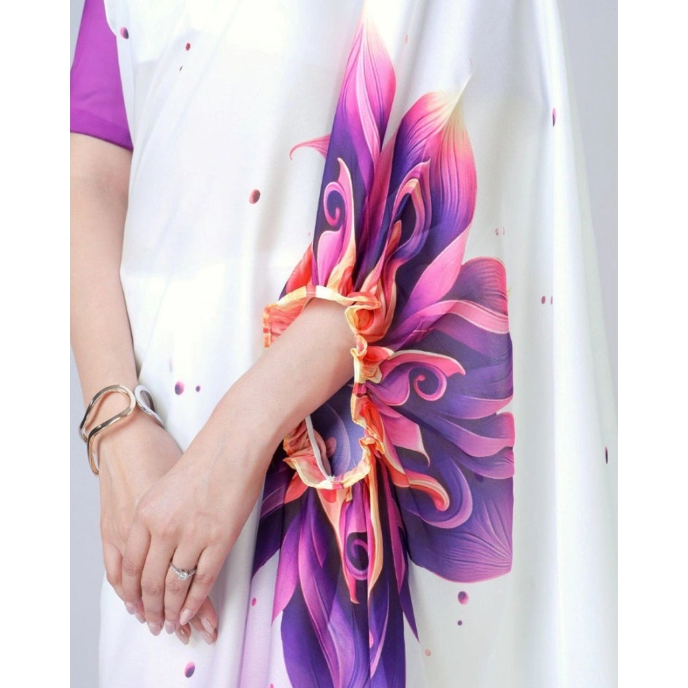 Women'S Soft Crepe Silk Printed Ready To Wear Saree With Unsti