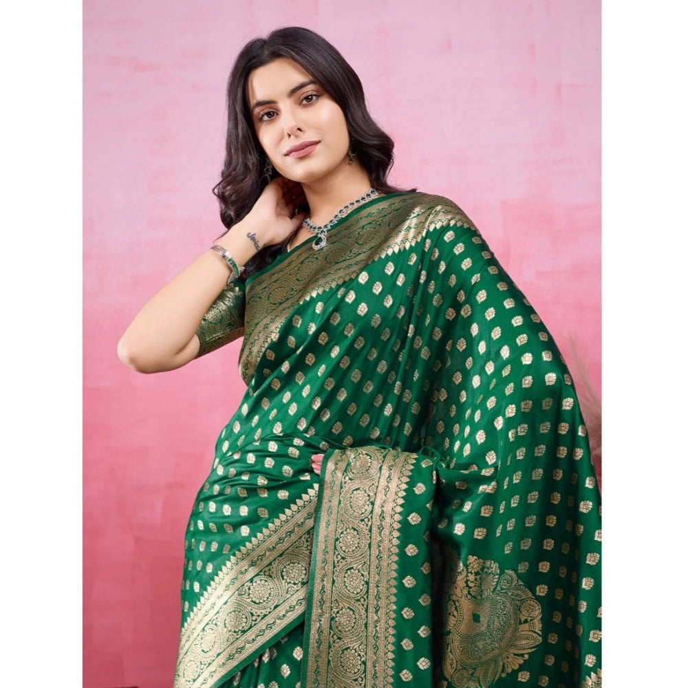 Women'S Banarasi Silk Printed Saree With Unstitched Blouse 5.5