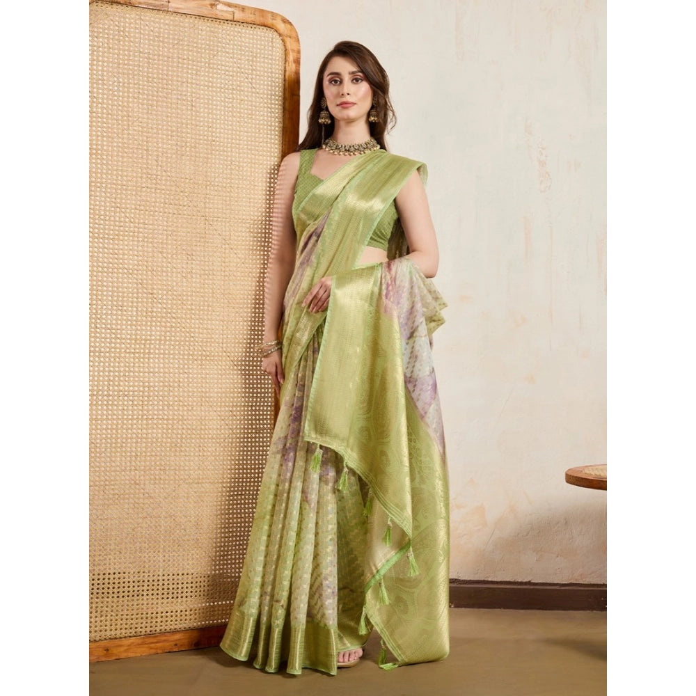 Women'S Viscose Printed Saree With Unstitched Blouse 5.5Mtr (L