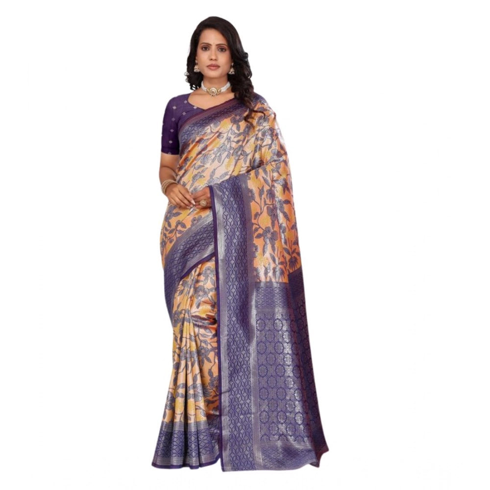Women'S Banarasi Silk Jaquard Woven Saree With Unstitched Blou