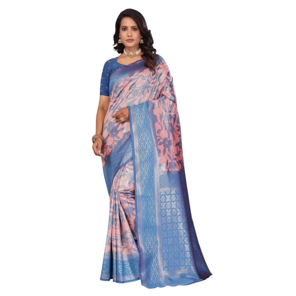 Women'S Banarasi Silk Jaquard Woven Saree With Unstitched Blou