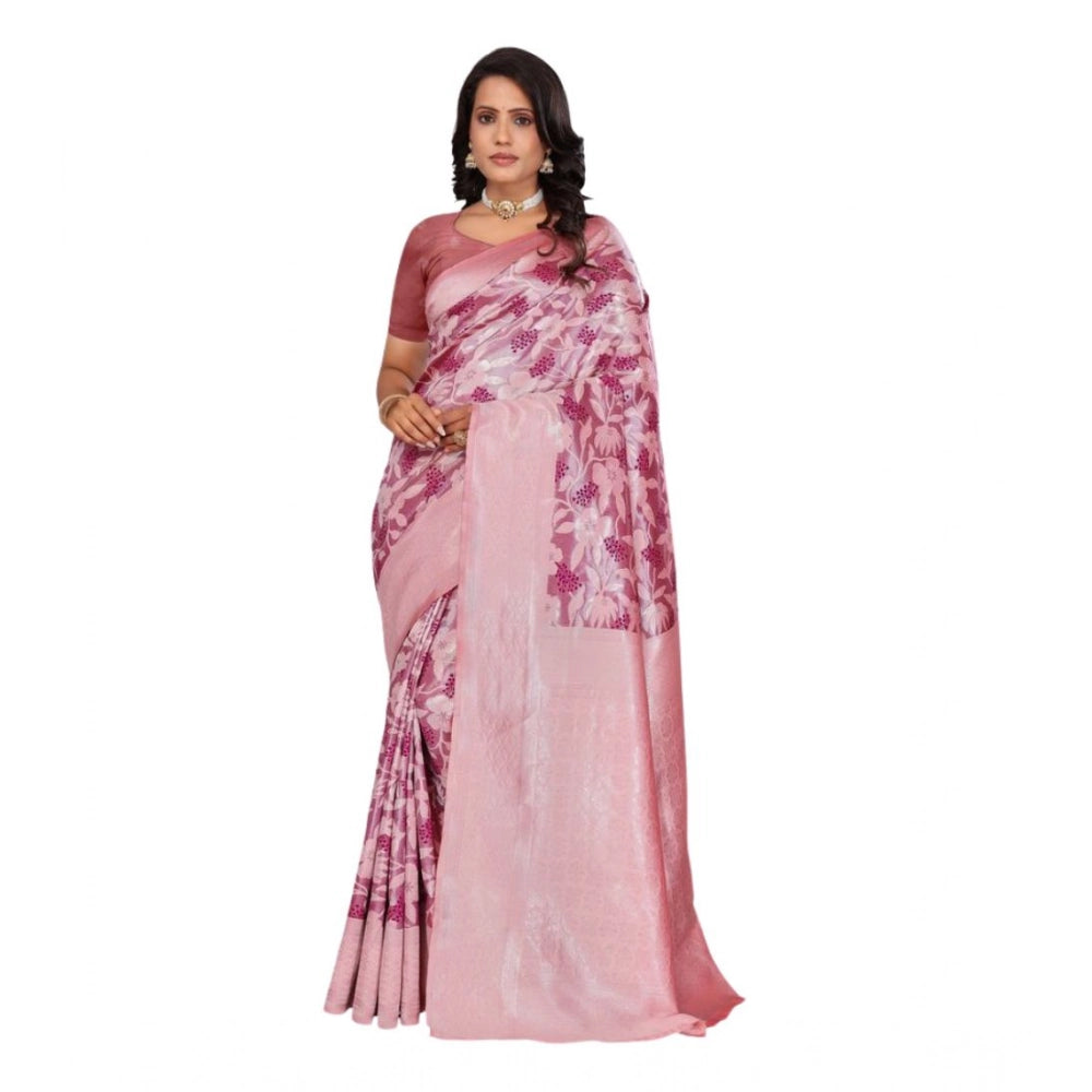 Women'S Banarasi Silk Jaquard Woven Saree With Unstitched Blou