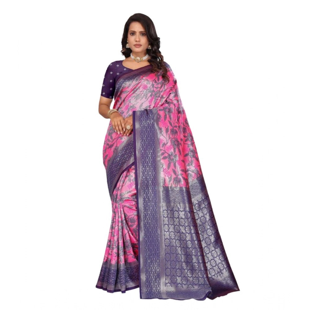 Women'S Banarasi Silk Jaquard Woven Saree With Unstitched Blou