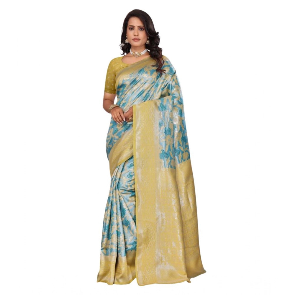 Women'S Banarasi Silk Jaquard Woven Saree With Unstitched Blou
