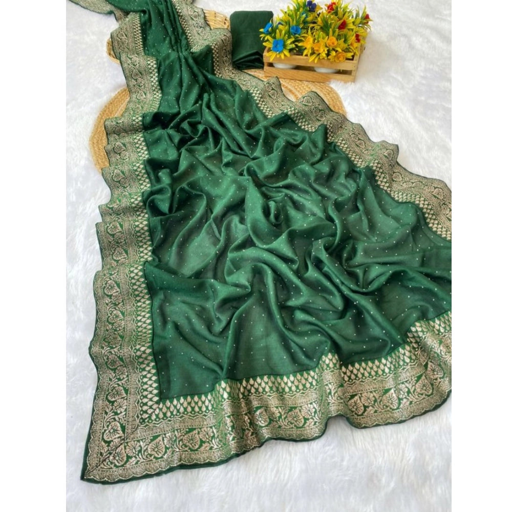 Women'S Silk Embroidred Saree With Unstitched Blouse 5.5Mtr (D