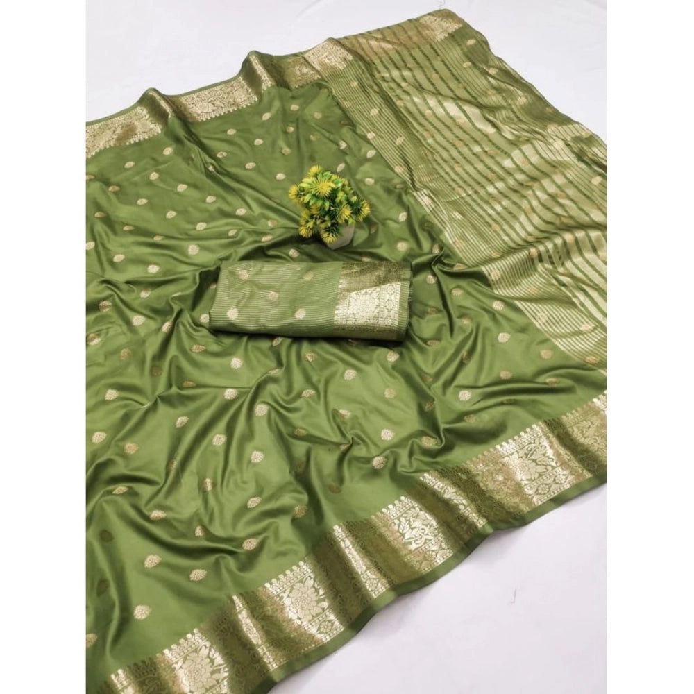 Women'S Jacquard Silk Jaquard Woven Saree With Unstitched Blou