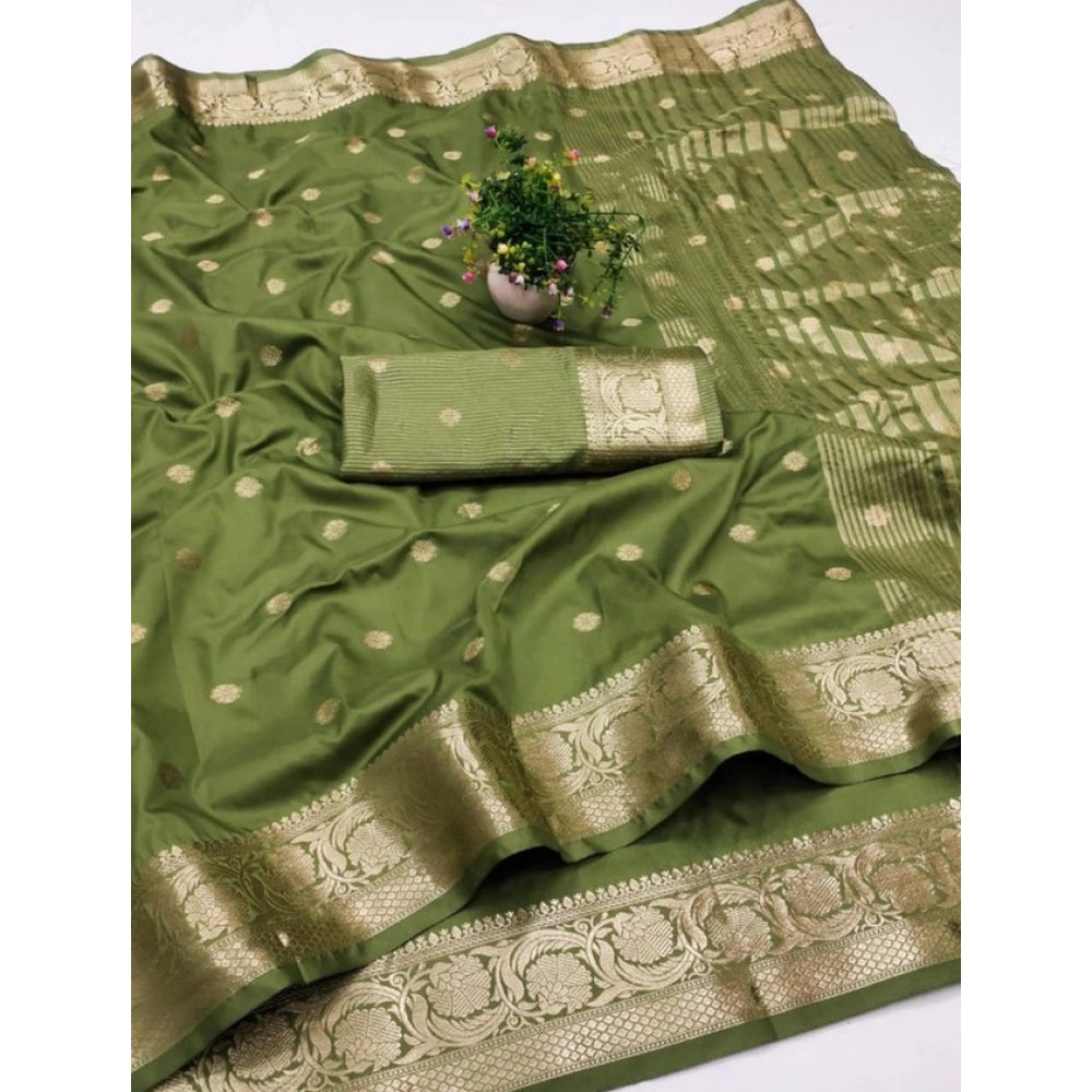 Women'S Jacquard Silk Jaquard Woven Saree With Unstitched Blou