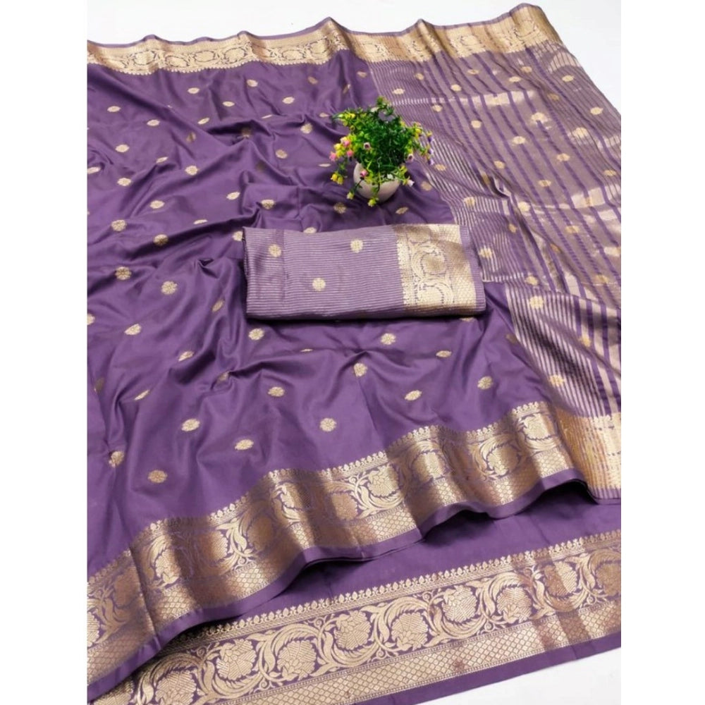 Women'S Jacquard Silk Jaquard Woven Saree With Unstitched Blou