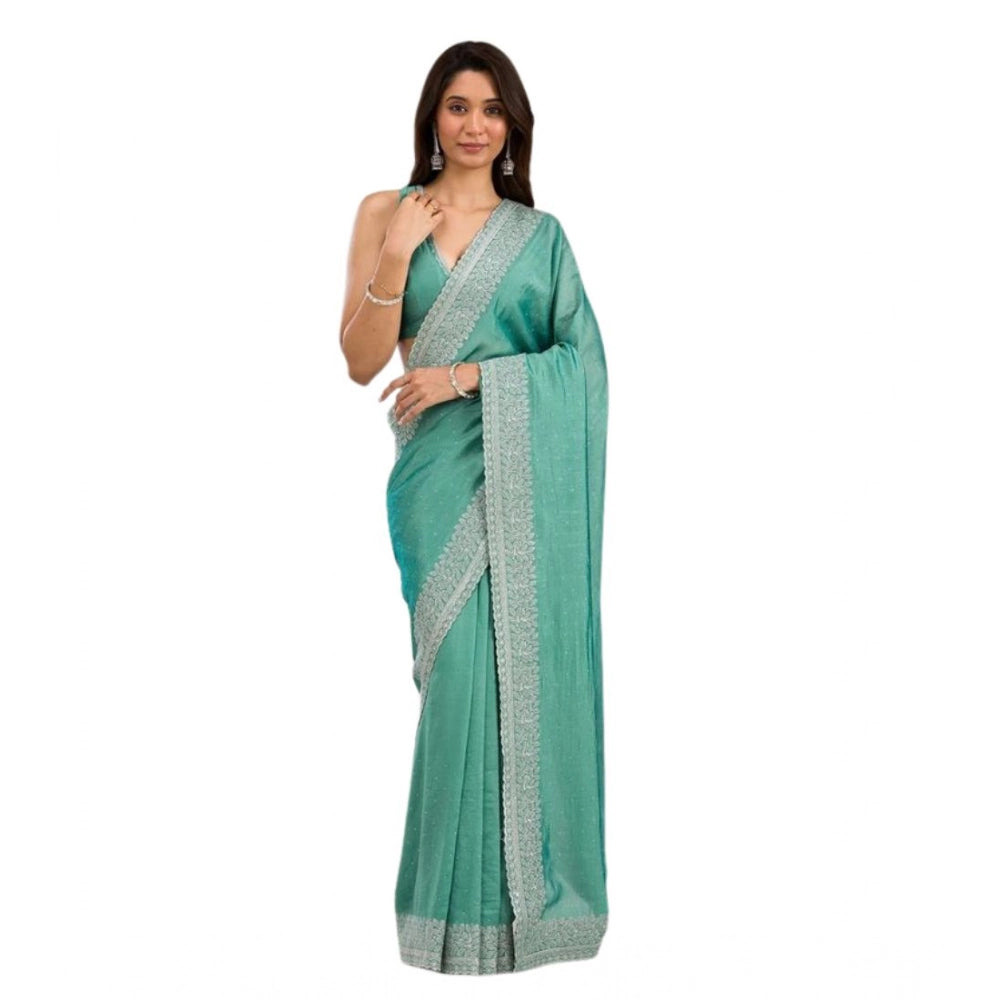 Women'S Silk Embroidred Saree With Unstitched Blouse 5.5Mtr (L
