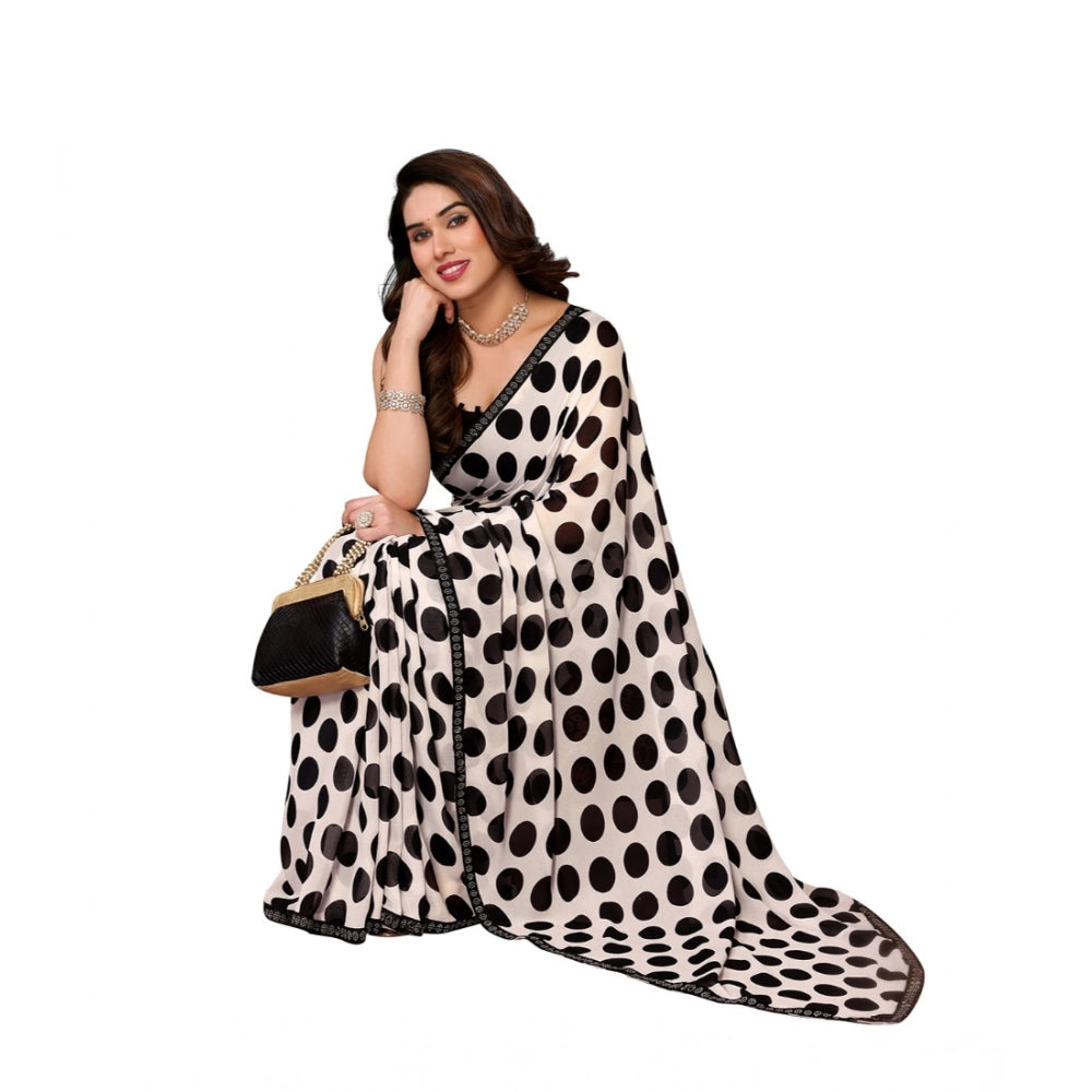 Women'S Georgette Printed Saree With Unstitched Blouse 5.5Mtr