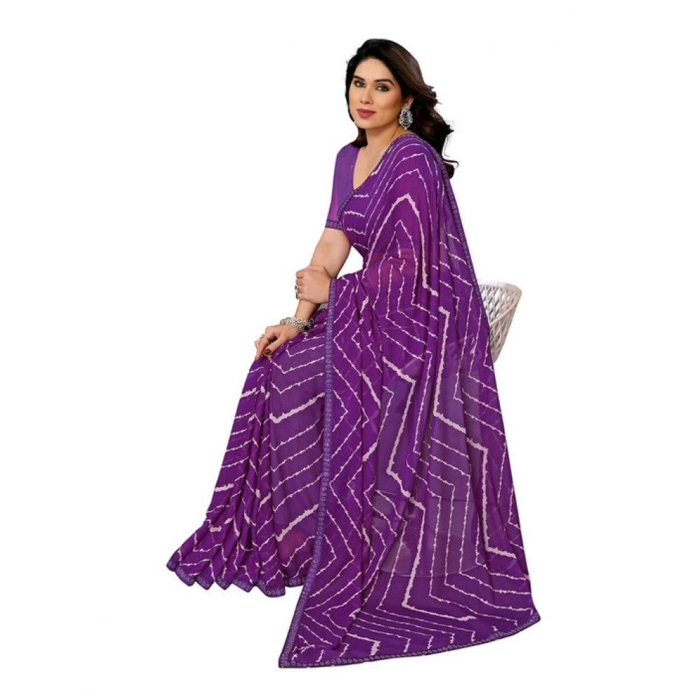 Women'S Georgette Printed Saree With Unstitched Blouse 5.5Mtr